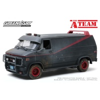 Greenlight 1/18 1983 GMC Vandura The A-Team Weathered w Bullet Holes Movie Diecast