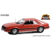 Greenlight 1/18 1979 Ford Mustang Medium Red with Black Stripes Charlie's Angels (1976-1981) TV Series Diecast