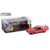 Greenlight 1/18 1971 Dodge Challenger R/T - Bright Red with Black Stripes and Dog Dish Wheels Diecast
