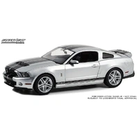 Greenlight 1/18 Silver w/Black Stripes 2011 Shelby GT500 Diecast Car