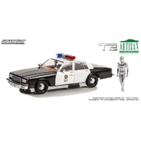 Greenlight 1/18 Greenlight 1/18Terminator 2 (1991) Judgement Day 1987 Chev Caprice Metro Police with T1000 Android Figure Movie Diecast Car