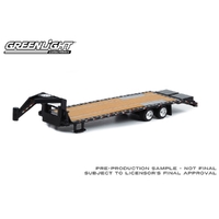 Greenlight 1/64 Gooseneck Trailer - Black with Red and White Conspicuity Stripes Diecast