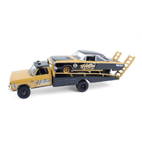 Greenlight 1/64 H.D Trucks Series 261985 Dodge Ram D350 RampTruckHotton Speed Shop with 1965 Dodge Coronet Hotten Speed Shop