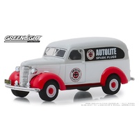 Greenlight 1/64 1939 Chevy Panel Truck Autolite Spark Plugs Running on Empty (SINGLES) 41080-A Diecast