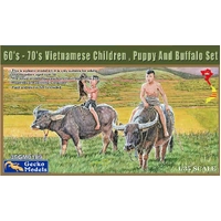 Gecko 1/35 60's - 70's Vietnamese Children , Puppy And Buffalo Set Plastic Model Kit