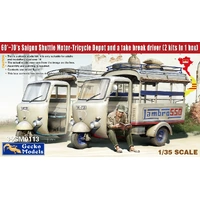 Gecko 1/35 60's-70's Saigon Shuttle Motor-Tricycle Depot 2-in-1 Plastic Modelk Kit