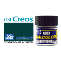 Gunze Mr Color C036 Semi Gloss RLM74 Grey Green 10mL Lacquer Paint