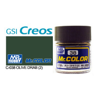Gunze Mr Color C038 Flat Olive Drab 2 10mL Lacquer Paint