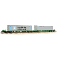 Graham Farish N FIA Intermodal Bogie Wagons With 'Maersk line' 45ft Containers - Includes Wagon Load