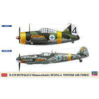 Hasegawa 1/72 B-239 Buffalo & Messerschmitt Bf109G-6 "Juutilainen" w/Figure (Two kits in the box) Plastic Model Kit