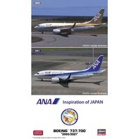 Hasegawa 1/200 Ana Boeing 737-700 "2005/2021" (Two Kits In The Box) Plastic Model Kit