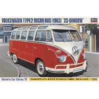 Hasegawa 1/24 Volkswagen Type 2 Micro Bus "1963" 23-Window Plastic Model Kit