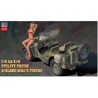 Hasegawa 1/4 1/4 ton 4x4 Utility Truck w/Blond Girl's Figure Plastic Model Kit