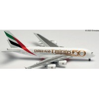 Herpa 1/200 Emirates Airbus A380 - UAE 50th Anniversary Diecast Plane