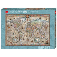 Heye 1000pc Map Art Retro World Jigsaw Puzzle