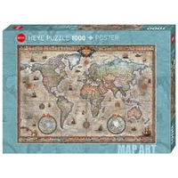 Heye Map Art Retro World 1000pc Jigsaw Puzzle