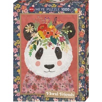 Heye 1000pc Floral Friends Cuddly Panda Jigsaw Puzzle