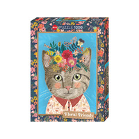 Heye 1000pc Floral Friends, Pretty Feline Jigsaw Puzzle
