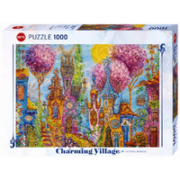 Heye 1000pc Charming Village, Pink Trees Jigsaw Puzzle