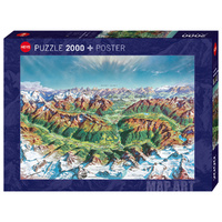 Heye Map Art Alpine Mountain Wilds 2000pc Jigsaw Puzzle