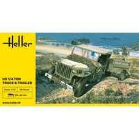 Heller 1/72 US 1/4 Ton Truck & Trailer Plastic Model Kit