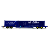 Hornby OO Malcolm Rail, KFA Container Wagon with 1 x 20' & 1 x 40' Containers - Era 11