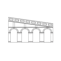 Hornby OO High Stepped Arched Retaining Walls x 2 (Engineers Blue Brick)