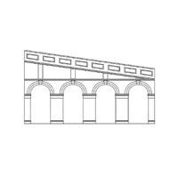 Hornby OO High Stepped Arched Retaining Walls x 2 (Engineers Blue Brick)