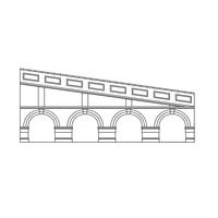 Hornby OO Mid Stepped Arched Retaining Walls x2 (Red Brick)