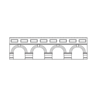 Hornby OO Low Level Arched Retaining Walls x2 (Engineers Blue Brick)