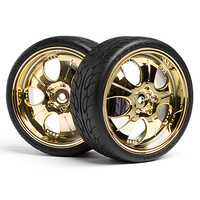 HPI 1/10 Mounted Super Low Tread Tyre Gold HPI-4723