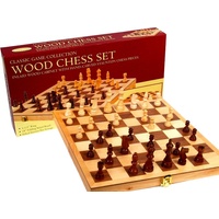 Chess Set,Wooden,18in Inlaid Board.