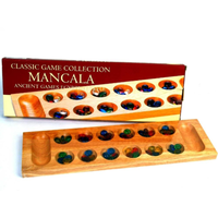 Mancala 44cm Wood Board with Glass Pieces HSN00205