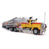 Highway Replicas 1/64 Tanker Road Train (Shell) - Prime Mover, Dolly and 2 x Tanker Trailers Diecast