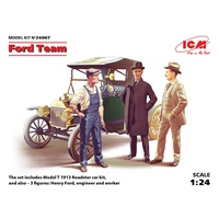ICM 1/24 Ford Team (Model T 1913 Roadster car kit and 3 figures) Plastic Model Kit 24007