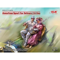 ICM 1/24 American Sport Car Drivers (1910s) (1 male 1 female Figures) Plastic Model Kit
