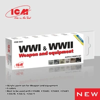 ICM Acrylic Paint Set: WWI & WWII Weapon and Equipment - 6 Colours