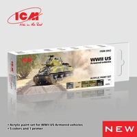ICM Acrylic Paint Set: WWII US Armored vehicles - 6 Colours
