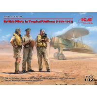 ICM 1/32 British Pilots in Tropical Uniform (1939-1943) (3 Figures) Plastic Model Kit