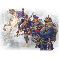 ICM 1/35 Prussian Line Infantry (1870-1871) (4 Figures - officer on horse 3 soldiers) Plastic Model Kit