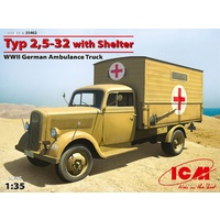 ICM 1/35 Type 2,5-32 with Shelter, WWII German Ambulance Truck 35402 Plastic Model Kit