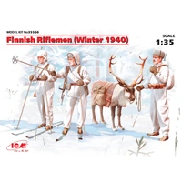 ICM 1/35 Finnish Riflemen (Winter 1940) (4 Figures - 3 rifleman 1 reindeer) Plastic Model Kit