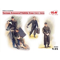 ICM 1/35 German Armoured Vehicle Crew (1941-1942) (4 figures and cat) 35614 Plastic Model Kit