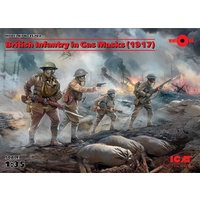 ICM 1/35 British Infantry in Gas Masks (1917) (4 figures) 35703 Plastic Model Kit