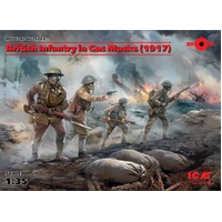 ICM 1/35 British Infantry in Gas Masks (1917) (4 Figures) Plastic Model Kit
