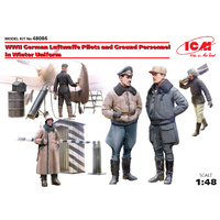 ICM 1/48 WWII German Luftwaffe Pilots and Ground Personnel in Winter Uniform Plastic Model Kit 48086