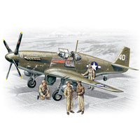 ICM 1/48 P-51B with USAAF Pilots and Ground Personnel Plastic Model Kit 48125
