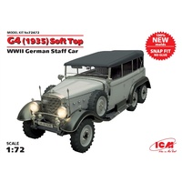 ICM 1/72 G4 (1935 production), WWII German Staff Car, snap fit/no glue Plastic Model Kit 72472