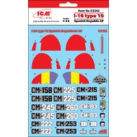 ICM 1/32 I-16 type 10 Spanish Republic AF D3202 Decal Set