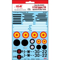 ICM 1/32 I-16 type 10 Spanish AF (after 1939) D3203 Decal Set